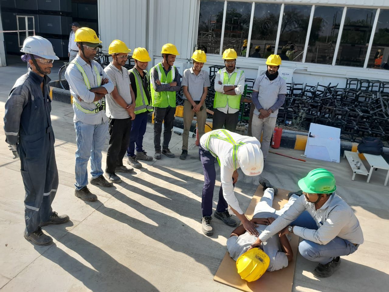Student batch at industrial site visit, safety training, Chhapra